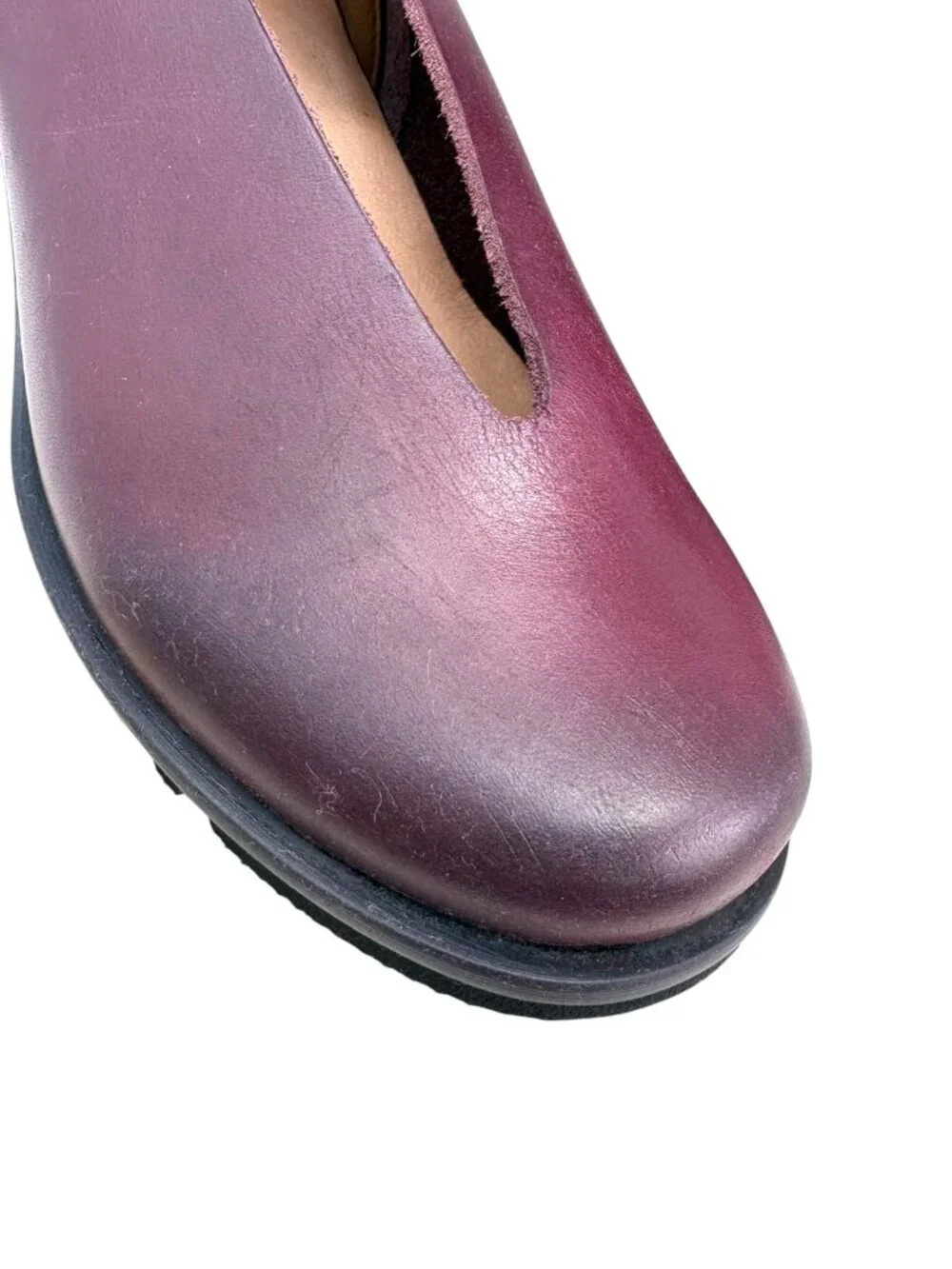 Loints‎ of Holland Selena Burgundy Leather Ankle Strap Wedge